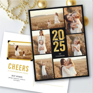 Cartes Pour Fêtes Annuelles Salutations À 2025 Typographie Or Moderne Nouvel A