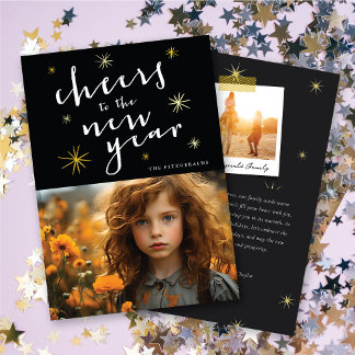 Cartes Pour Fêtes Annuelles Salutations À La Nouvelle Année Script Gold Starbu
