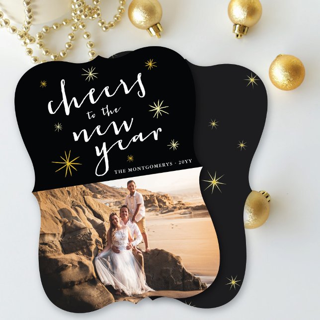 Cartes Pour Fêtes Annuelles Salutations Au Nouvel An Starbursts Fireworks Phot (Créateur téléchargé)