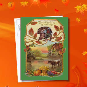 Cartes Pour Fêtes Annuelles Salutations d'action de grâces vintages, Automne,