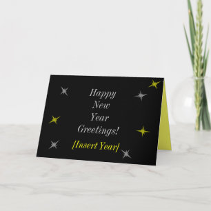 Cartes Pour Fêtes Annuelles Salutations de bonne année ! (noir, argent et or)