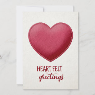 Cartes Pour Fêtes Annuelles Salutations de coeur Red Felt Heart Valentine