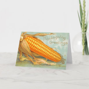 Cartes Pour Fêtes Annuelles Salutations de grâces Corn sur Cob Vintage
