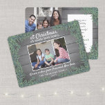 Cartes Pour Fêtes Annuelles Salutations de la maison Noël Vert Photo bois<br><div class="desc">Envoyez des salutations joyeuses et partagez deux de vos photos préférées avec cette carte de voeux moderne style ferme. Tout le texte sur ce modèle est simple à customiser pour inclure n'importe quel libellé, comme Joyeux Noël, Joyeux Fêtes, Joyeuses Fêtes, Bonne Année, Soirée de voeux, etc. (IMAGE PLACEMENT CONSEIL :...</div>
