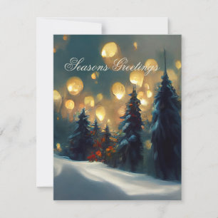Cartes Pour Fêtes Annuelles Salutations de la saison - Forêt enneigée paisible