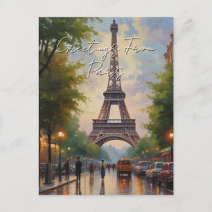 Cartes Pour Fêtes Annuelles Salutations de la Tour Eiffel de Paris Art Europée