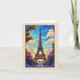 Cartes Pour Fêtes Annuelles Salutations de la Tour Eiffel de Paris Art Europée