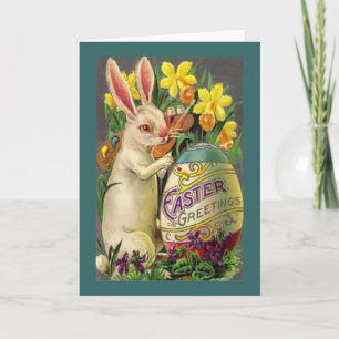 Cartes Pour Fêtes Annuelles Salutations de lapin de Pâques
