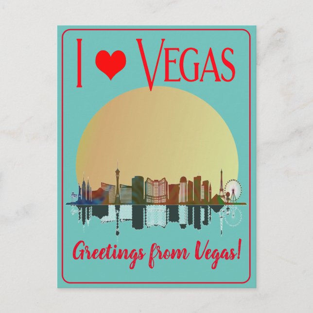 Cartes Pour Fêtes Annuelles Salutations de Las Vegas Skyline Sunrise Souvenir (Devant)
