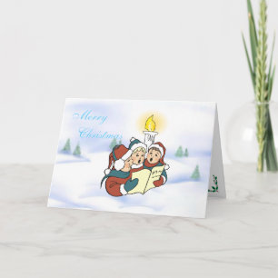 Cartes Pour Fêtes Annuelles Salutations de Noël - Carollers et bougies