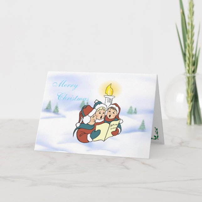 Cartes Pour Fêtes Annuelles Salutations de Noël - Carollers et bougies (Devant)