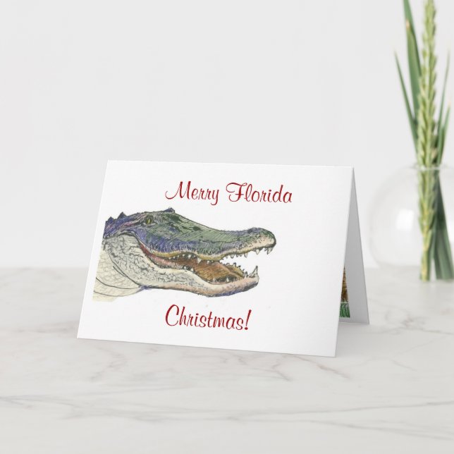 Cartes Pour Fêtes Annuelles Salutations de Noël d'alligator (Devant)