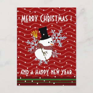 Cartes Pour Fêtes Annuelles salutations de Noël de kawaii de bonhomme de neige
