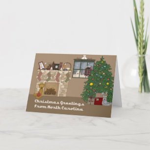Cartes Pour Fêtes Annuelles Salutations de Noël de la Caroline du Nord