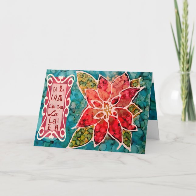 Cartes Pour Fêtes Annuelles Salutations de Noël de La de La de la poinsettia (Devant)