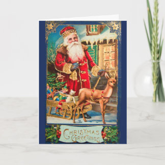 Cartes Pour Fêtes Annuelles Salutations de Noël - Père Noël et cerfs