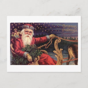 Cartes Pour Fêtes Annuelles Salutations de Noël Père Noël Sleigh