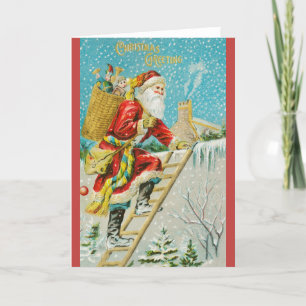 Cartes Pour Fêtes Annuelles Salutations de Noël Père Noël vintage