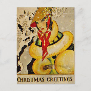 Cartes Pour Fêtes Annuelles Salutations de Noël Retro Flapper