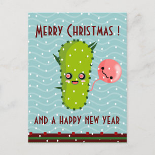 Cartes Pour Fêtes Annuelles salutations de Noël vert cactus