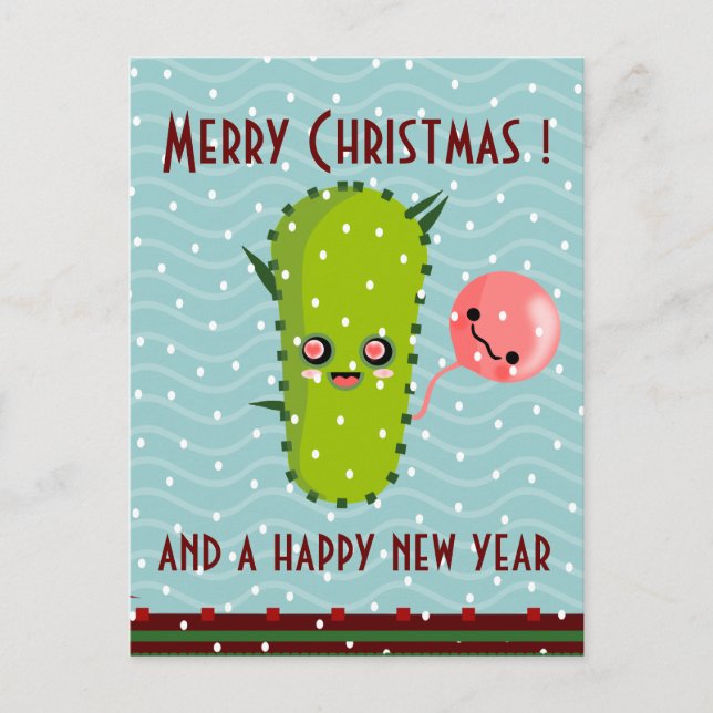 Cartes Pour Fêtes Annuelles salutations de Noël vert cactus (Devant)