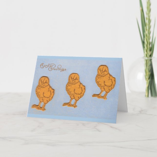 Cartes Pour Fêtes Annuelles Salutations de Pâques Chicks Bleu (Devant)