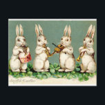 Cartes Pour Fêtes Annuelles Salutations de Pâques d'antiquité de bande de<br><div class="desc">Une bande blanche de musique de lapin pour la carte de voeux antique de Pâques. L'antiquité est le nouveau style.</div>