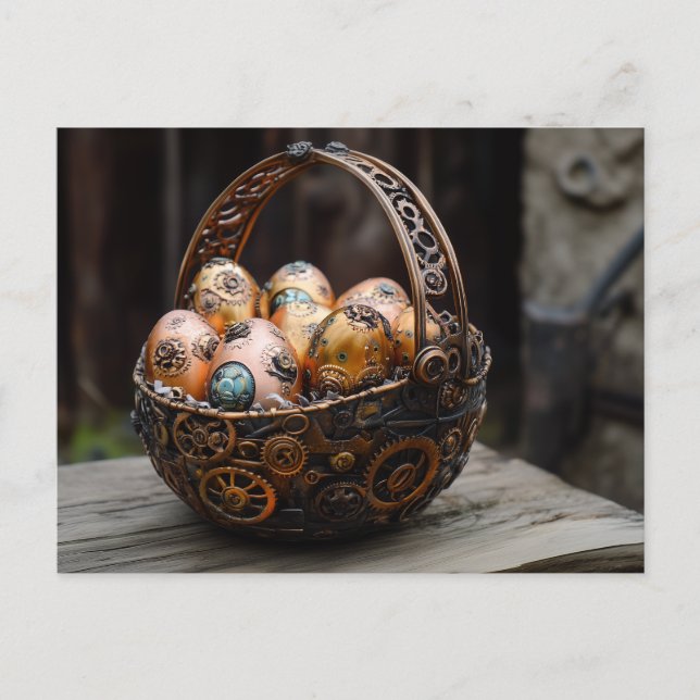 Cartes Pour Fêtes Annuelles Salutations de Pâques Steampunk (Devant)