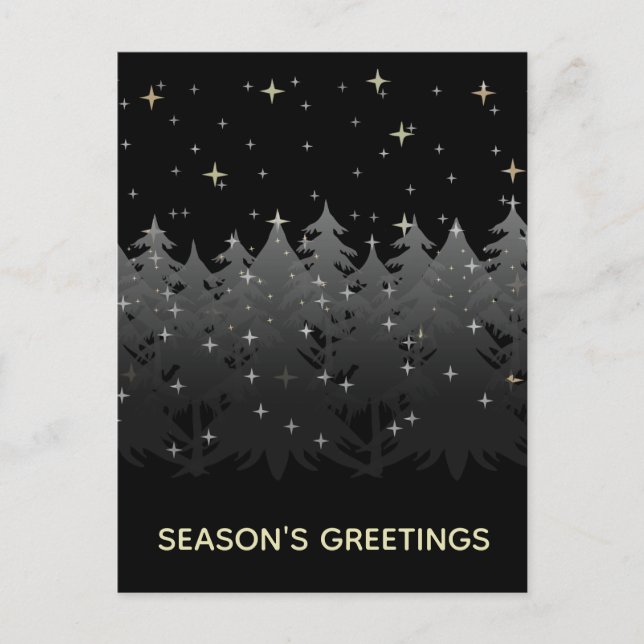 Cartes Pour Fêtes Annuelles Salutations de saison Black Night Sky Stars Gold S (Devant)