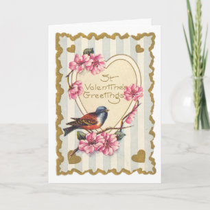 Cartes Pour Fêtes Annuelles Salutations de St Valentine d'oiseau et de fleur