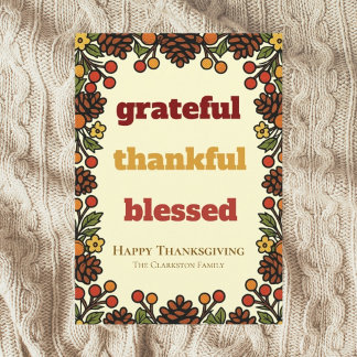 Cartes Pour Fêtes Annuelles Salutations de Thanksgiving reconnaissantes design