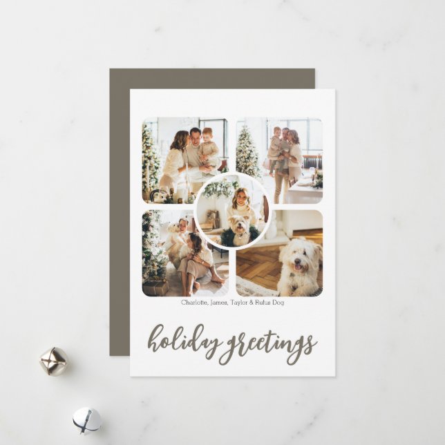 Cartes Pour Fêtes Annuelles Salutations de vacances 5 photo et texte personnal (Devant/Arrière en situation)