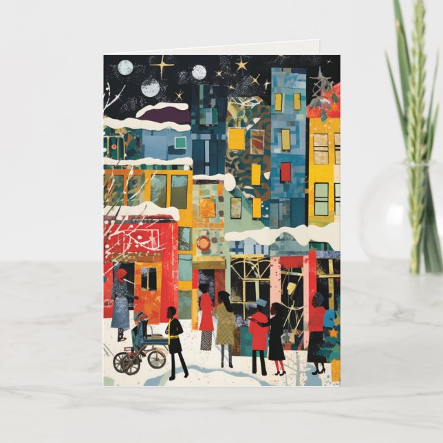 Cartes Pour Fêtes Annuelles Salutations de vacances artistiques (Devant)