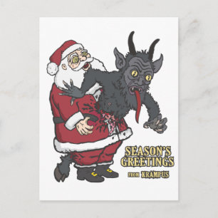 Cartes Pour Fêtes Annuelles Salutations de vacances de Krampus (et Père Noël)