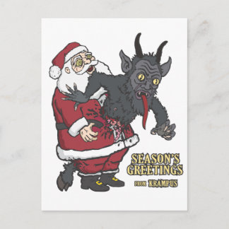 Cartes Pour Fêtes Annuelles Salutations de vacances de Krampus (et Père Noël)