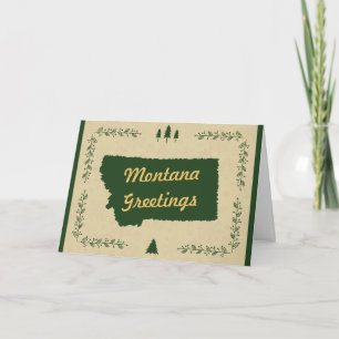 Cartes Pour Fêtes Annuelles Salutations de vacances de Noël d'état du Montana
