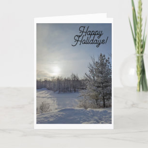 Cartes Pour Fêtes Annuelles Salutations de vacances sur un Matin neigeux
