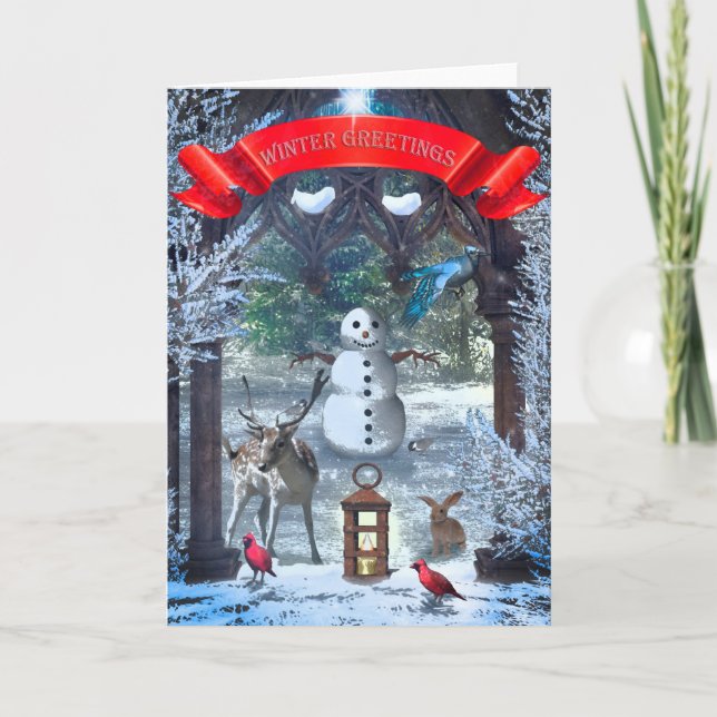 Cartes Pour Fêtes Annuelles Salutations d'hiver (Devant)