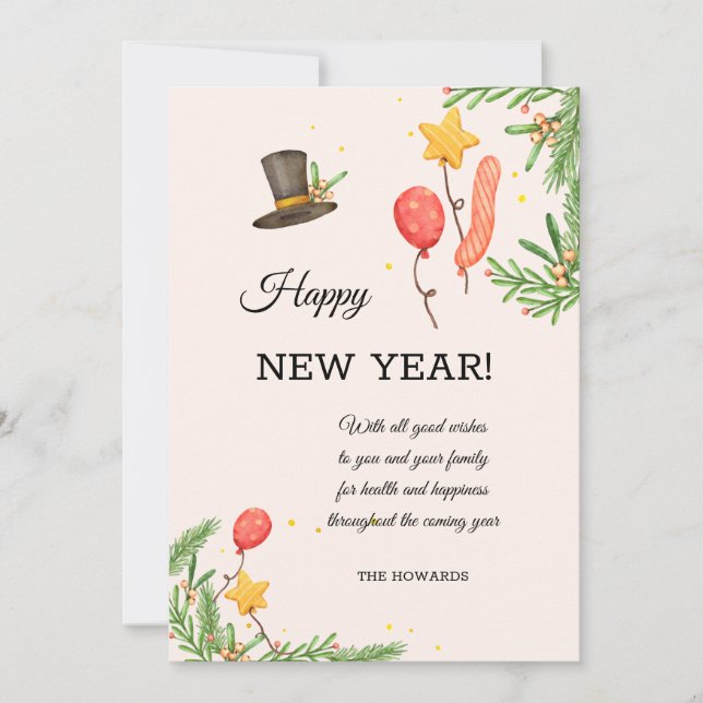 Cartes Pour Fêtes Annuelles Salutations du Nouvel An (Devant)