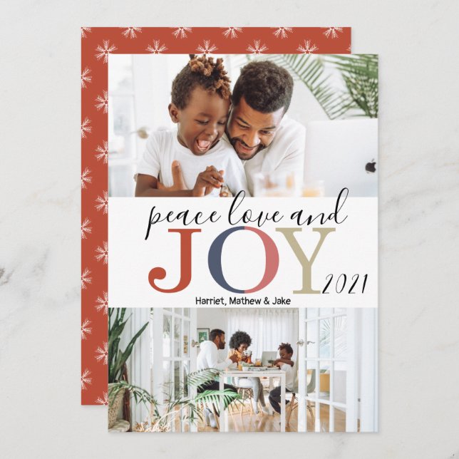Cartes Pour Fêtes Annuelles Salutations festives 2 Photo Noël (Devant / Derrière)