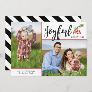 Cartes Pour Fêtes Annuelles Salutations Joyeuses Modernes Deux Photo Blanc