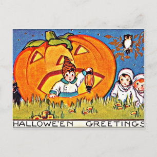 Cartes Pour Fêtes Annuelles Salutations pour Halloween Citrouille vintage