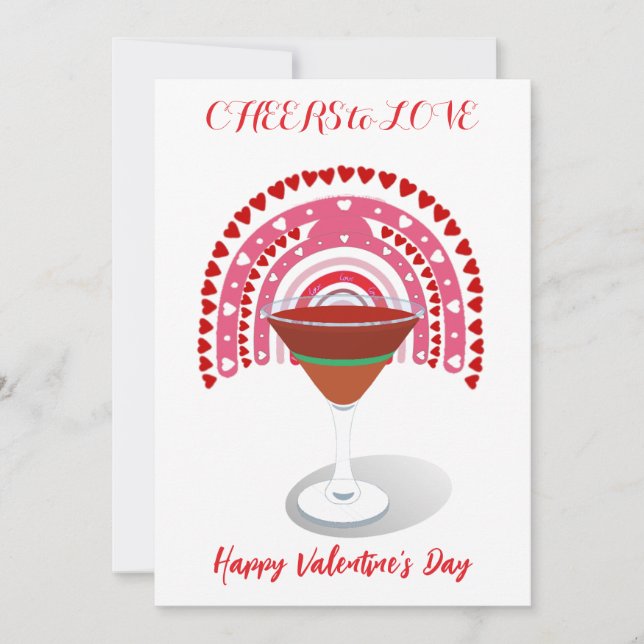Cartes Pour Fêtes Annuelles Salutations pour l'amour Valentine Coeurs Cocktail (Devant)