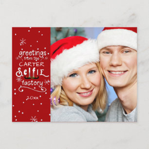 Cartes Pour Fêtes Annuelles Salutations sELFie, Fond de couleur rouge modifiab