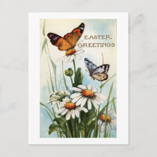 Cartes Pour Fêtes Annuelles Salutations vintages de Pâques avec papillons Flor