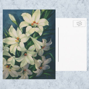 Cartes Pour Fêtes Annuelles Salutations vintages de Pâques, Fleurs Lily