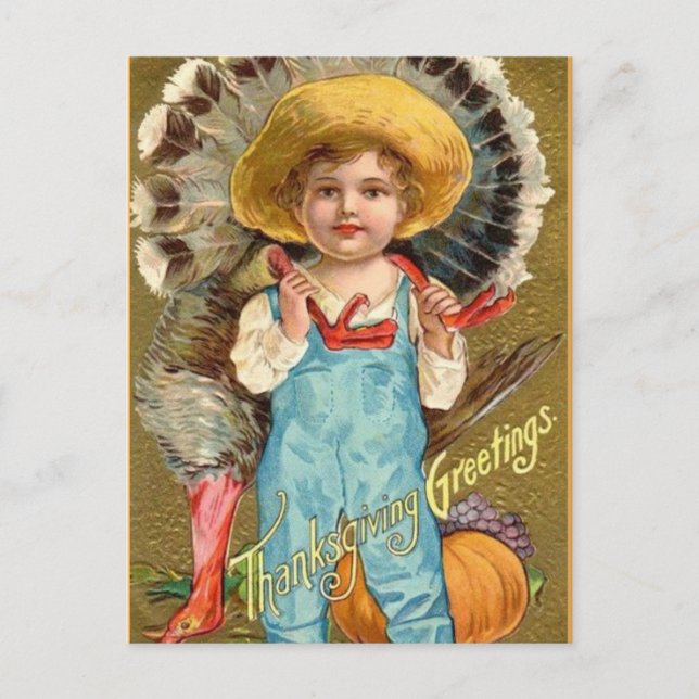 Cartes Pour Fêtes Annuelles Salutations vintages de thanksgiving (Devant)