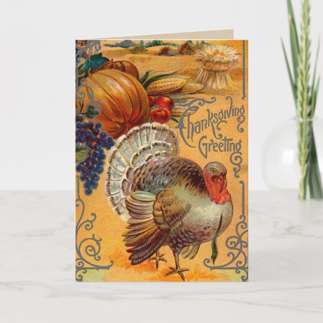 Cartes Pour Fêtes Annuelles Salutations vintages de thanksgiving (Devant)