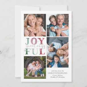 Cartes Pour Fêtes Annuelles SALUTS DE Noël JOYEUX 4 Photos Aquarelle