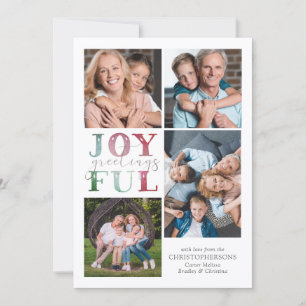 Cartes Pour Fêtes Annuelles SALUTS DE Noël JOYEUX 4 Photos Aquarelle